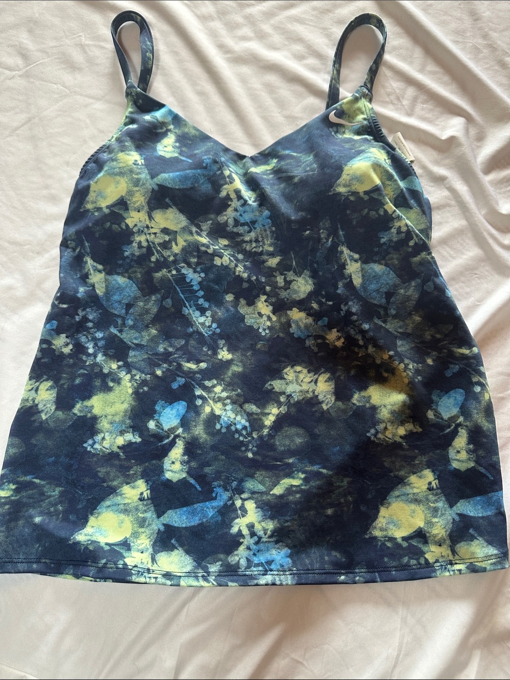 Nike Navy floral vneck swim top